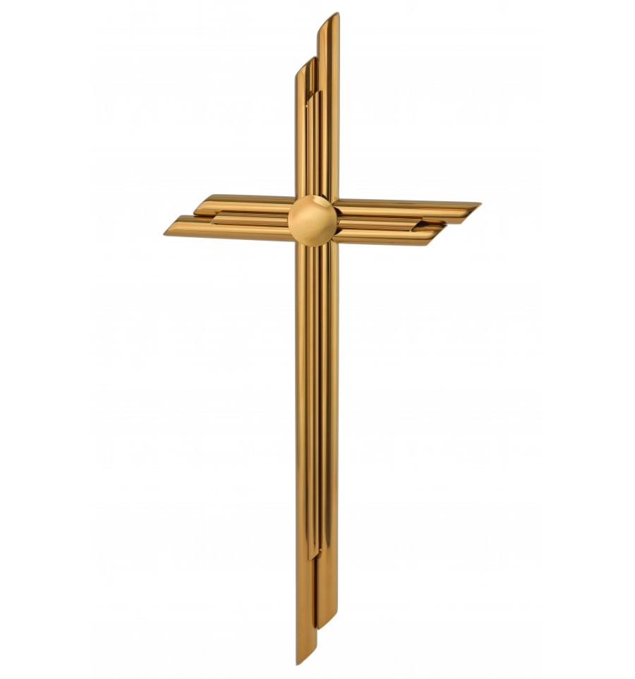 Krzyż KP7 złoty ze stali nierdzewnej z trzech rurek