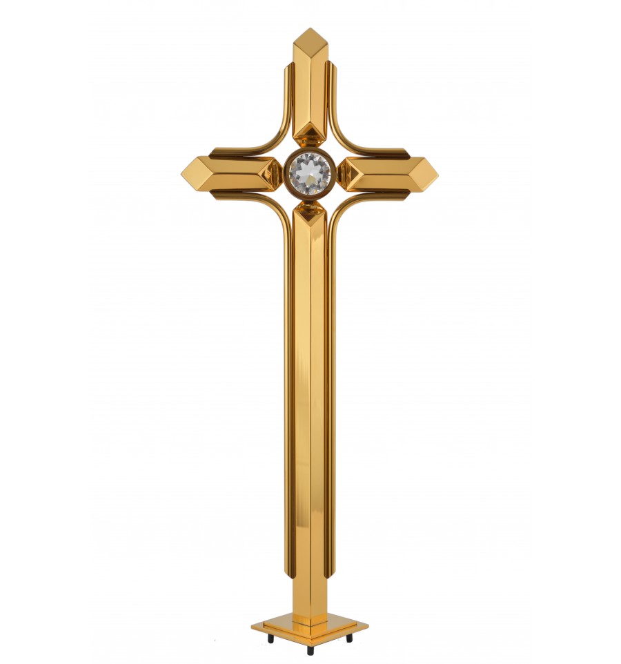 Krzyż KT10K stojący ze stali nierdzewnej ZŁOTY